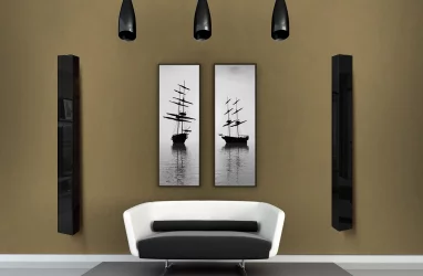 Узкий шкаф в прихожую в черном глянцевом стекле Иглу Шелф Венге