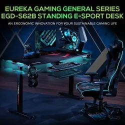 Игровой компьютерный стол EUREKA ERK-EGD-S62B Черный с RGB