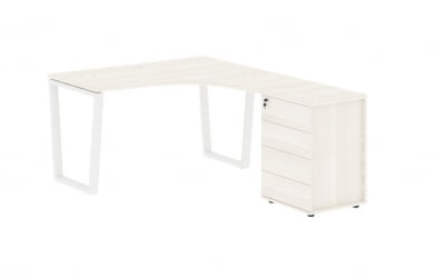 Стол эргономичный с тумбой правый EDIS EVCET 1318 R Ясень Траун Белый