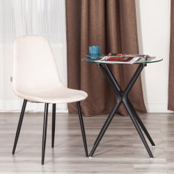 Мягкий стул BREEZE (mod. JSC-58) Велюр/металл , 44 х 53 х 86 см, beige (бежевый) HLR2 / черный