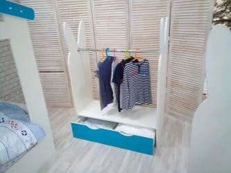 Стеллаж-вешалка Зайка Белый-Лазурь