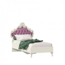 Кровать односпальная 900 с мягким изголовьем Маркиза ЛД 517.065.000 Алебастр Сиреневый