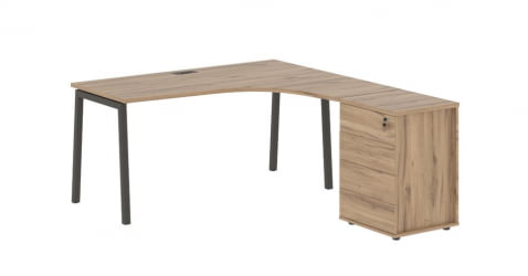 Стол эргономичный с тумбой (правый) EDIS ELCET 1518 R Дуб Денвер светлый Мокко