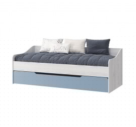 Подростковая кровать Стич, выдвижная, ясень анкор светлый/серо-голубой