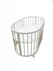 Кровать-трансформер с двумя матрасами и маятником Merry Happy Mini матовая Слоновая кость (3 в 1)