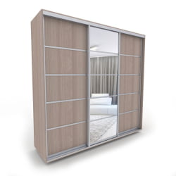 Шкаф-купе 3-х дверный Акцент-Квадро Д 2100х600 Шимо светлый/хром