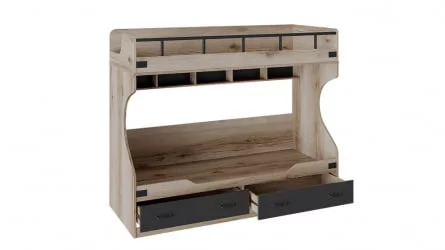 Детская кровать с бортиком Окланд ТД-324.11.01 Фон Черный/Дуб Делано