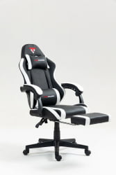 Кресло спортивное TopChairs Prophet с оттоманкой черно-белый