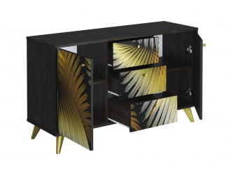 Комод Фьюжн КМ-003 АРТ Угольный камень/GOLDEN FOREST