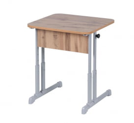 Парта одноместная эргономичная (рост 3-7) Белая ЛДСП/Серая кромка/Металл Серый