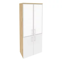 Шкаф высокий широкий ОНИКС О.СТ-1.2Р вхите Тиквуд Светлый/Белый / ONIX O.ST-1.2R white