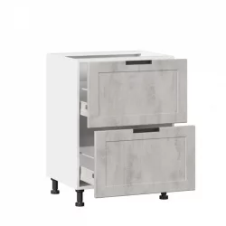 Тумба кухонная 600 с 2 ящиками ЛЮКС (4) Джамис ЛД 296.900.000.037 Белый Белый камень