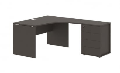 Стол эргономичный с тумбой правый EDIS EDCET 1518 R Мокко Белый