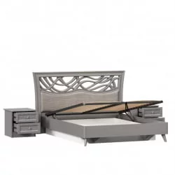 Кровать двуспальная 1600 с подъемным механизмом Джулия с тумбами Оникс серый