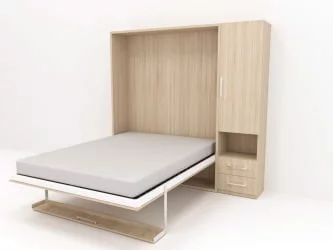 Кровать с подъёмным механизмом Смарт 1 правый со шкафом 1600 Ясень шимо темный