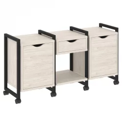 Тумба на колесных опорах наборная. Вариант №7 LOFT VR.L-TN-7.K Металл черный Денвер светлый