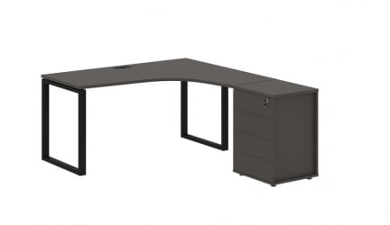 Стол эргономичный с тумбой правый EDIS EQCET 1518 R Мокко Черный