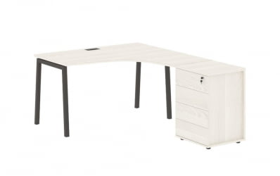 Стол эргономичный с тумбой (правый) EDIS ELCET 1318 R Ясень Траун Мокко