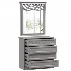 Комод с 4 ящиками с зеркалом ППУ Джулия Оникс серый