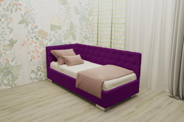 ДЕТСКАЯ МЯГКАЯ ИНТЕРЬЕРНАЯ КРОВАТЬ ВЕРСАЛЬ БЕЗ ОСНОВАНИЯ (BERHOUSE) Материал фасада: Металл/Велюр; Спальное место: 800х1900; Цвет: Фуксия