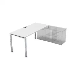 Стол рабочий, прямолинейный три опоры, правый GLOSS LINE НСТП-П.995 Белый Премиум
