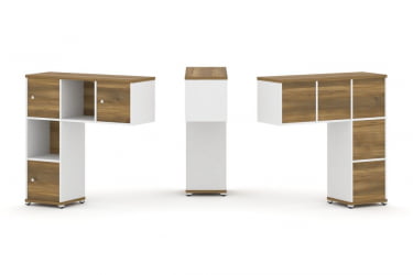 Надставка на стол низкая односторонняя + задняя стенка (5шт.) + распашной фасад (3 шт.) CONCEPT CN.ONN-002 Сандал Янтарный Белый бриллиант Белый металл