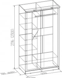 Шкаф-купе 3 Домашний Композиция Ясень Шимо