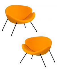 Кресло дизайнерско DOBRIN EMILY (желтая ткань AF13, черное основание) 2 шт