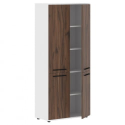 Шкаф с глухими средними и малыми дверьми EDIS EHCS 85.3 Дуб Денвер темный Черный Белый