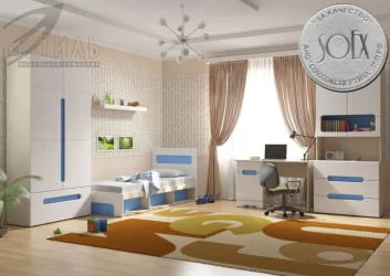 Тумба Палермо Юниор 06 Белый глянец Ясень шимо светлый Синий