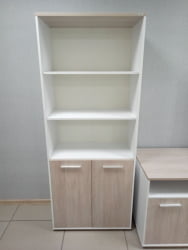 Шкаф 4 широкий верх открытый, низ закрытый Deka 10.19.111 Дуб Сантана светлый/Белый