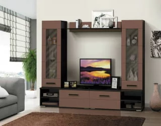 Набор мебели для гостиной Грация 1.5 МДФ глянец Венге/Кофе с молоком