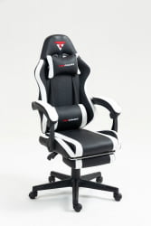 Кресло спортивное TopChairs Prophet с оттоманкой черно-белый