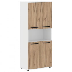 Шкаф с двумя комплектами глухих малых дверей EDIS EHCS 85.4 Дуб Денвер светлый Черный Белый