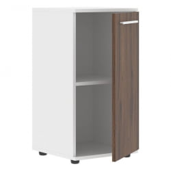 Шкаф колонка с глухой малой дверью ЕДИС ЕЛCС 42.1 Дуб Денвер темный Белый Белый / EDIS ELCS