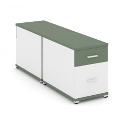 Тумба двухсторонняя опорная приставная с ящиком и распашным фасадом CONCEPT CN.DTGO-004 B/W Кобо Белый бриллиант Белый