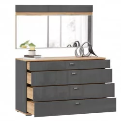 Комод 1200 с 4 ящиками и зеркалом Фиджи 011 Дуб Золотой Антрацит