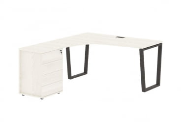 Стол эргономичный с тумбой левый EDIS EVCET 1518 L Ясень Траун Мокко