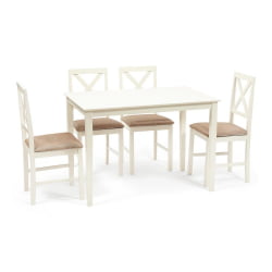 Обеденный комплект Хадсон (стол + 4 стула)/ Hudson Dining Set ivory white (слоновая кость)