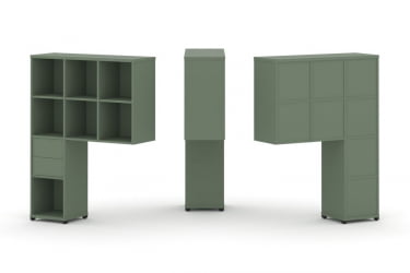 Надставка на стол высокая односторонняя + задняя стенка (8 шт.) + блок с 2-мя ящиками (1 шт.) CONCEPT CN.ONV-002 Кобо Черный металл