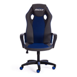Кресло RACER кож/зам/ткань, металлик/синий, 36/10