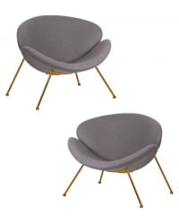 Кресло дизайнерское DOBRIN EMILY (серая ткань AF7, золотое основание) 2 шт