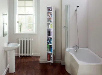 Поворотный квадратный шкаф с зеркалами в полный рост Спика Шелф Белый