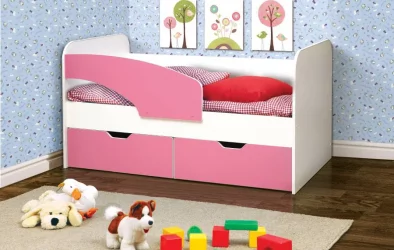 Кровать детская Дельфин 800*1800 Белый/Светло-розовый