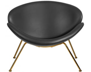 Кресло дизайнерское DOBRIN EMILY (черный винил YP16, золотое основания) 2 шт