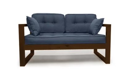 Диван двухместный DEmoku Д-2 небесно-голубой_темный дуб