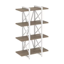 Стеллаж на регулируемых опорах - 4 полки LOFT VR.L-MST.O-4.4V Металл белый Тиквуд темный