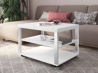 Журнальный столик на колесиках Агат 35 Белый шпон