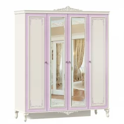 Шкаф четырехстворчатый с 2 зеркалами Маркиза ЛД 517.114.000 Алебастр