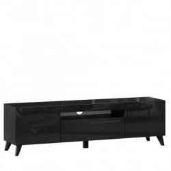 Тумба под ТВ Бруклин 1600 с опорами Черный глянец